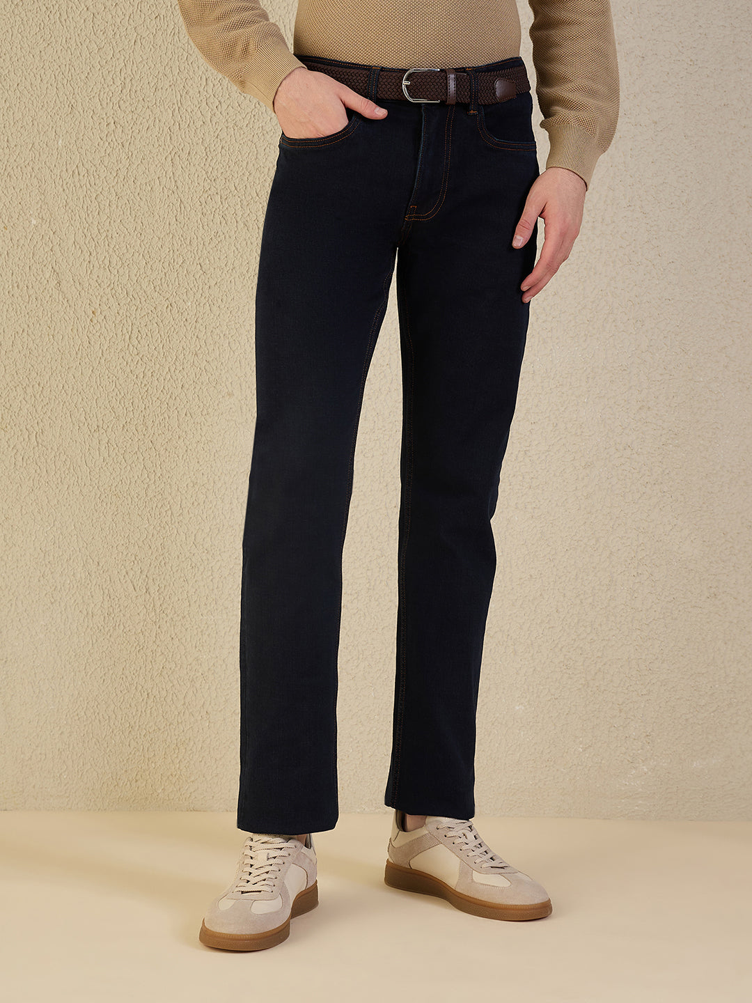 Iconic Men Navy Blue Solid Slim Fit Jeans