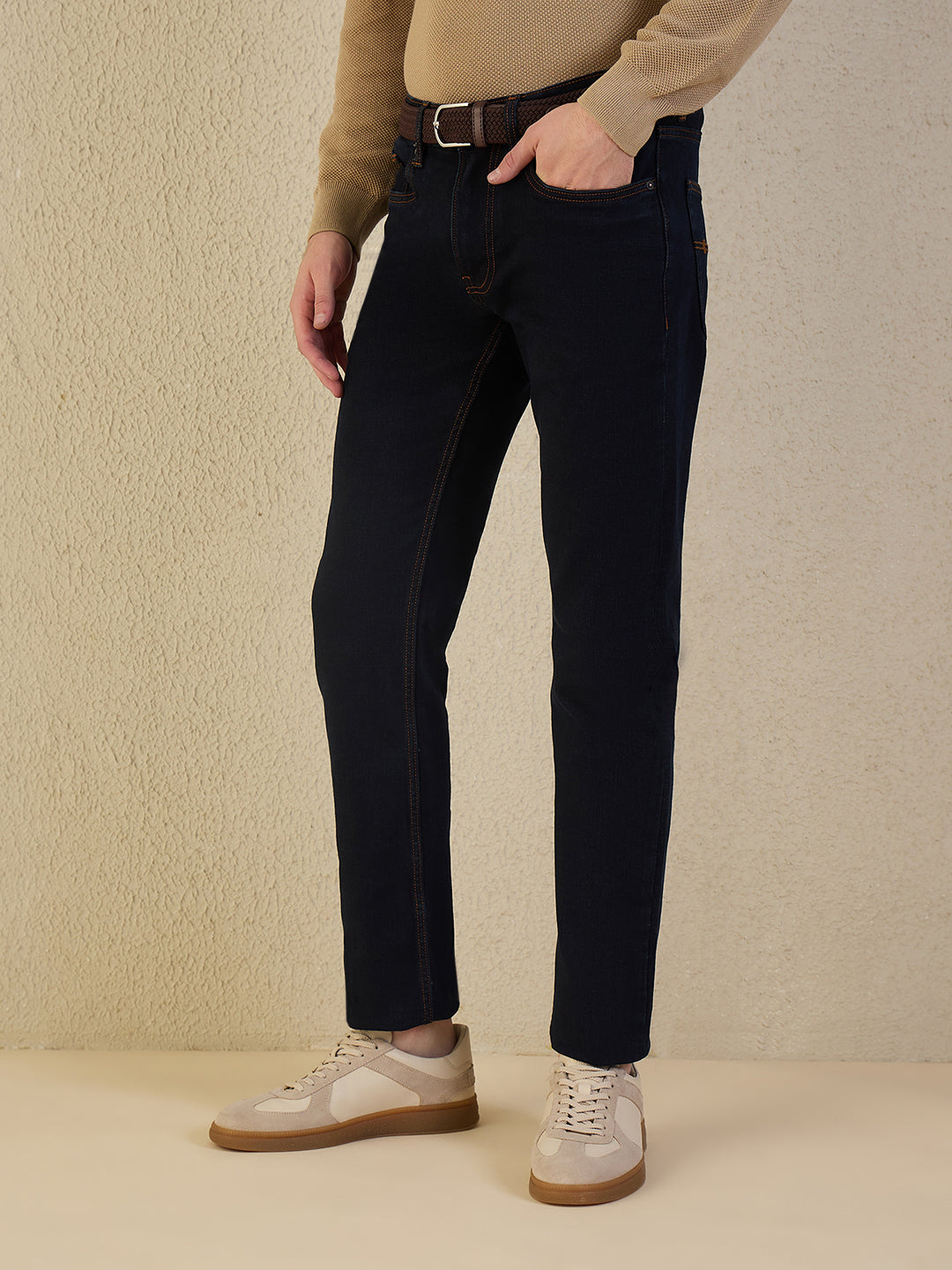 Iconic Men Navy Blue Solid Slim Fit Jeans