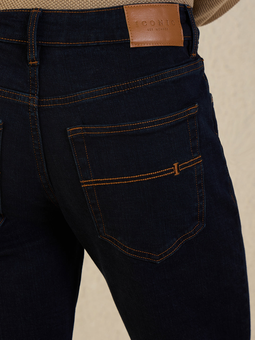 Iconic Men Navy Blue Solid Slim Fit Jeans