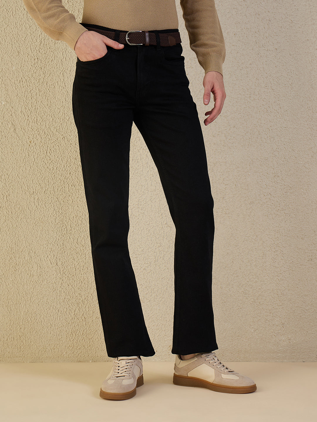 Iconic Men Black Solid Boot Cut Jeans