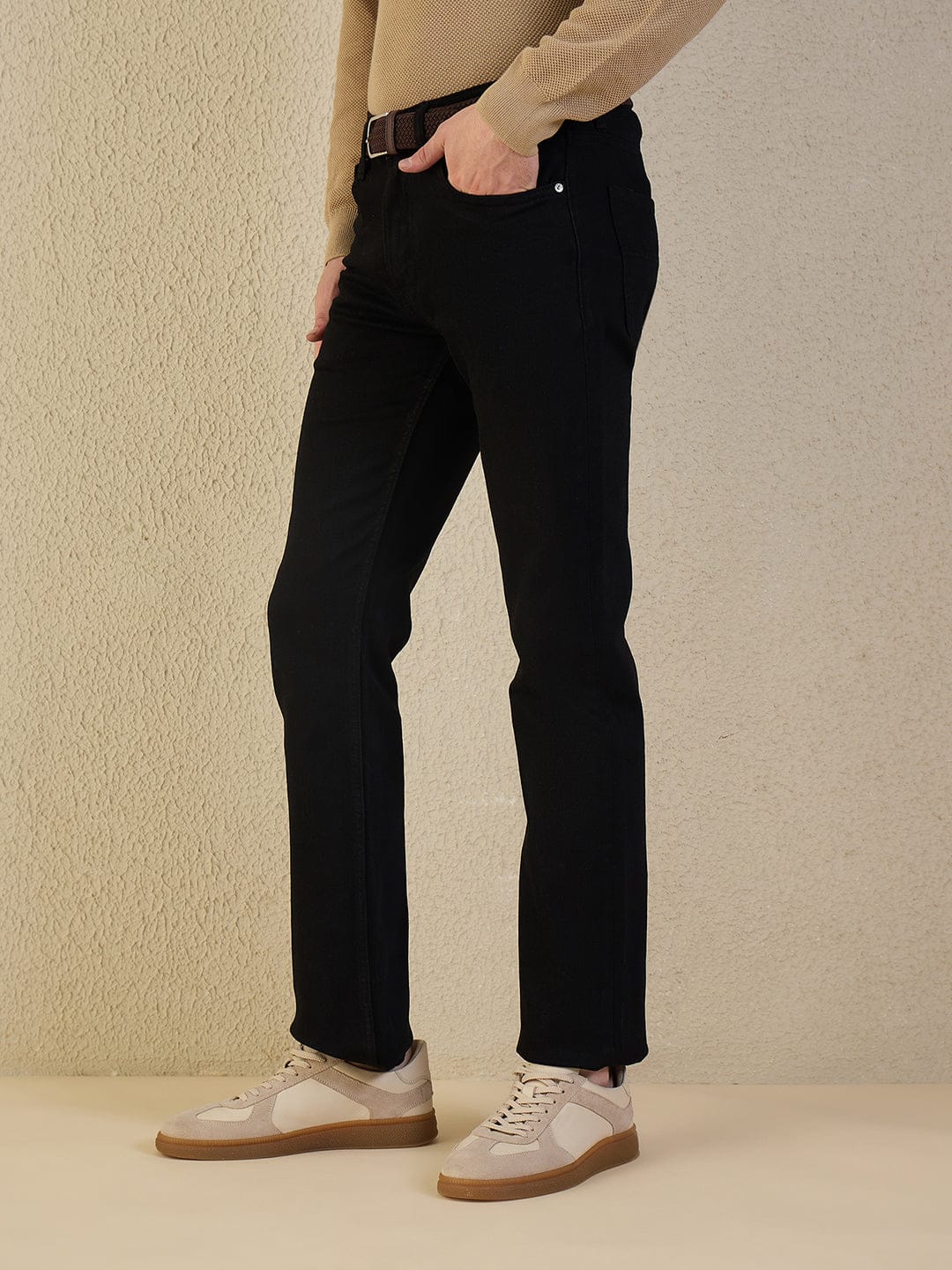 Iconic Men Black Solid Boot Cut Jeans