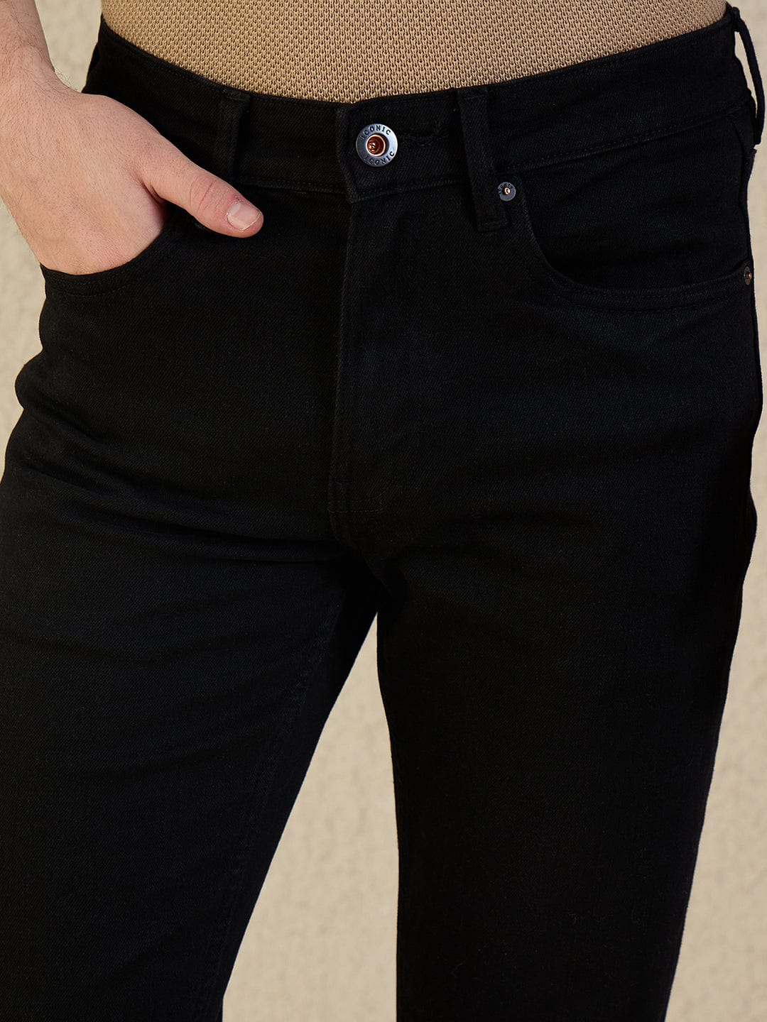 Iconic Men Black Solid Boot Cut Jeans