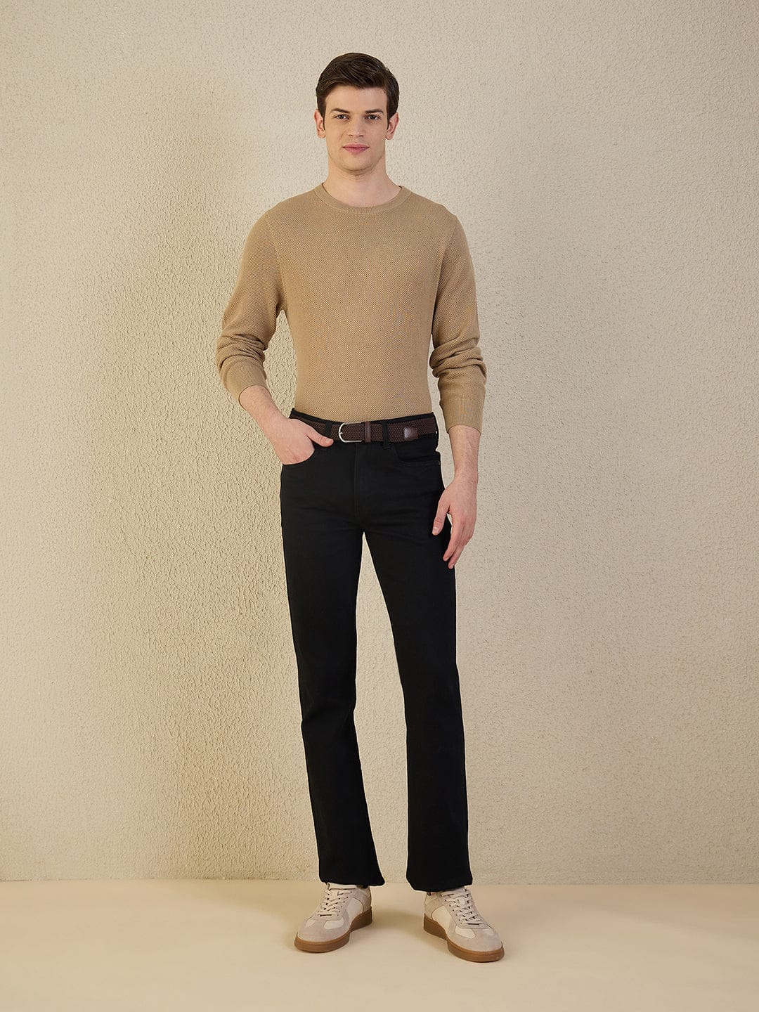 Iconic Men Black Solid Boot Cut Jeans