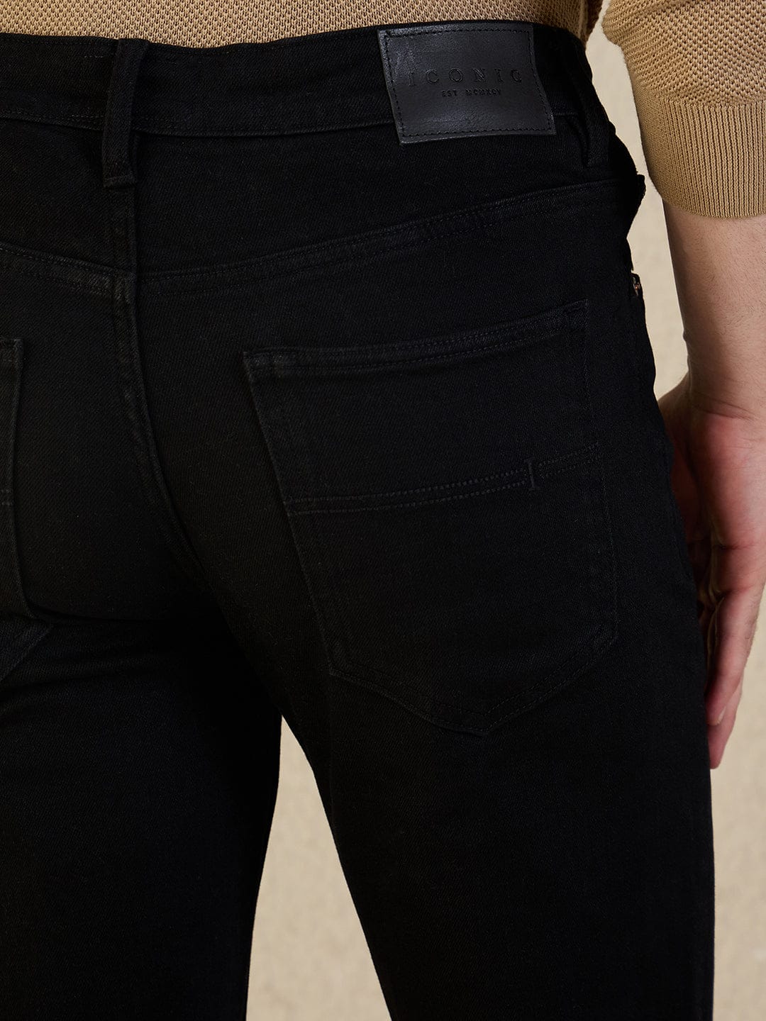 Iconic Men Black Solid Boot Cut Jeans