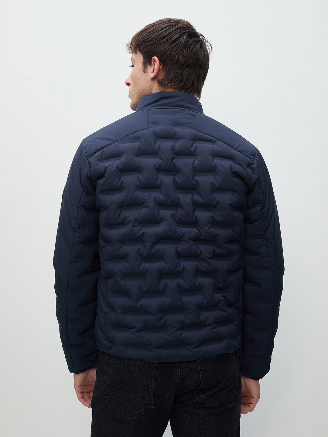 ICONIC Men Navy Blue Quilted High Neck Puffer Jacket