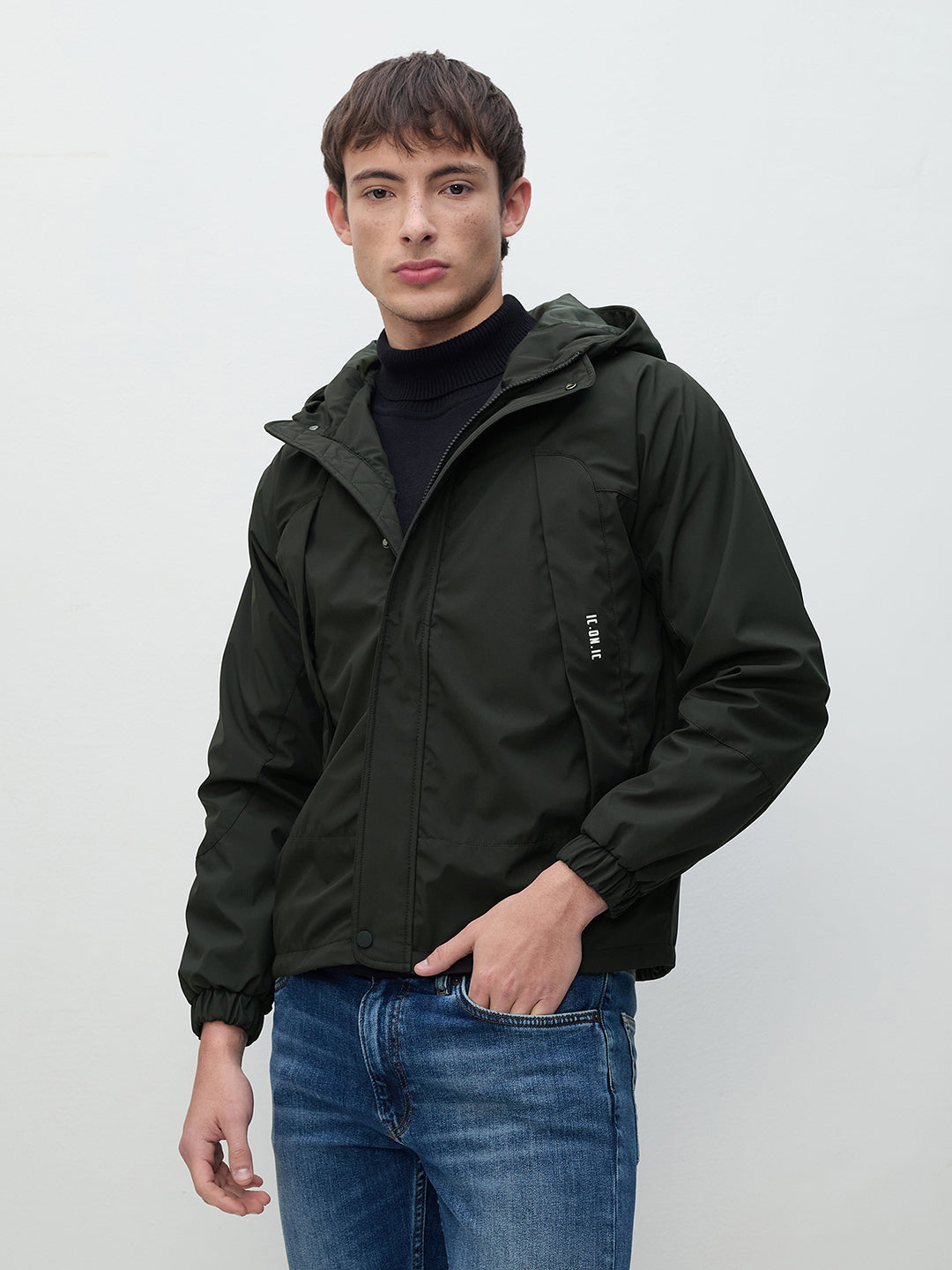 ICONIC Men Green Hooded Jacket