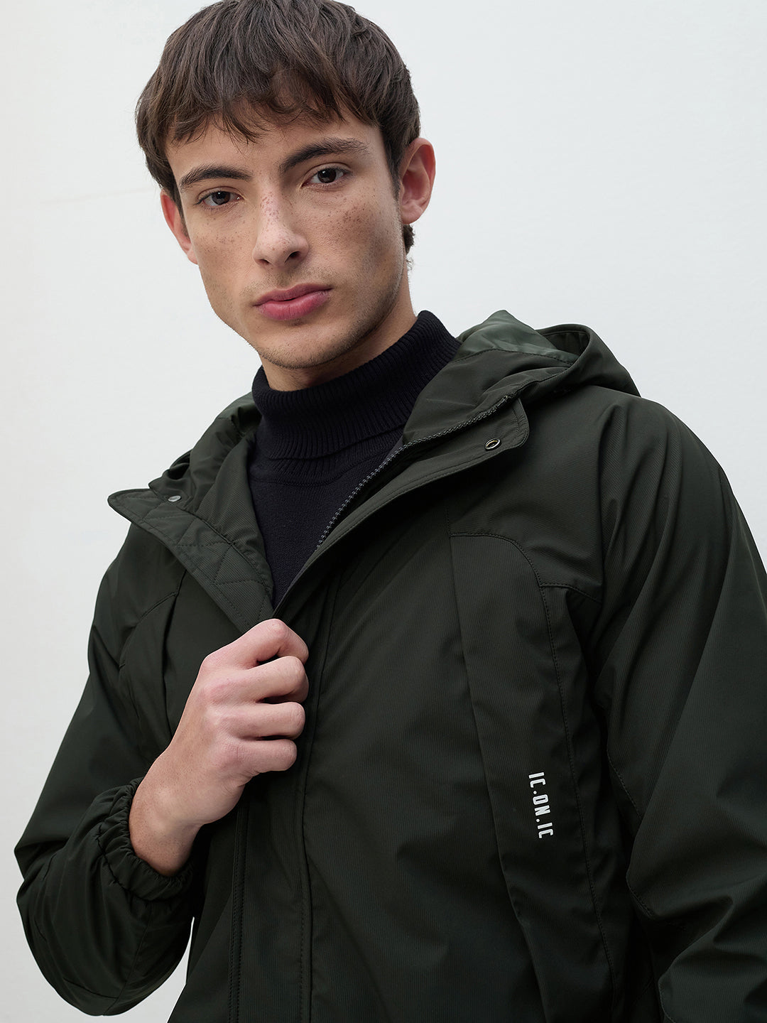 ICONIC Men Green Hooded Jacket