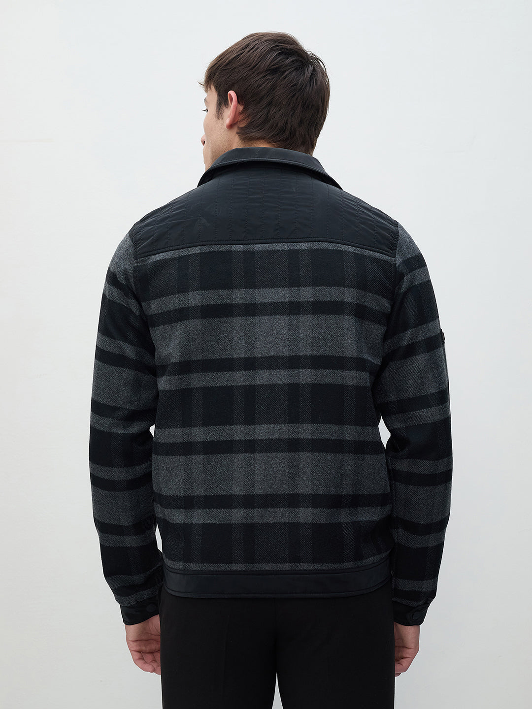 ICONIC Men Black Check Regular Fit Jacket