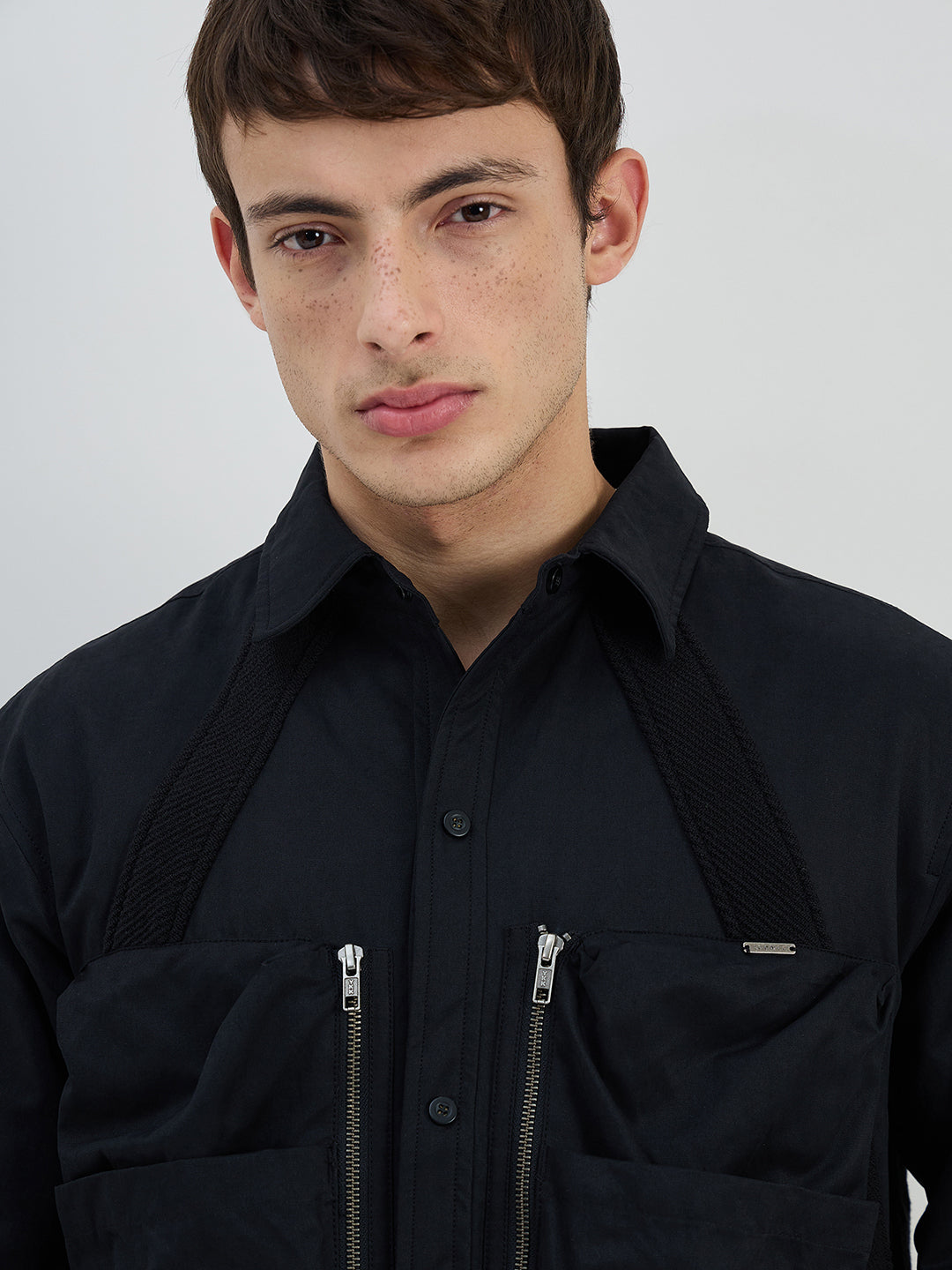 Iconic Men Regular Fit Black Solid Jacket