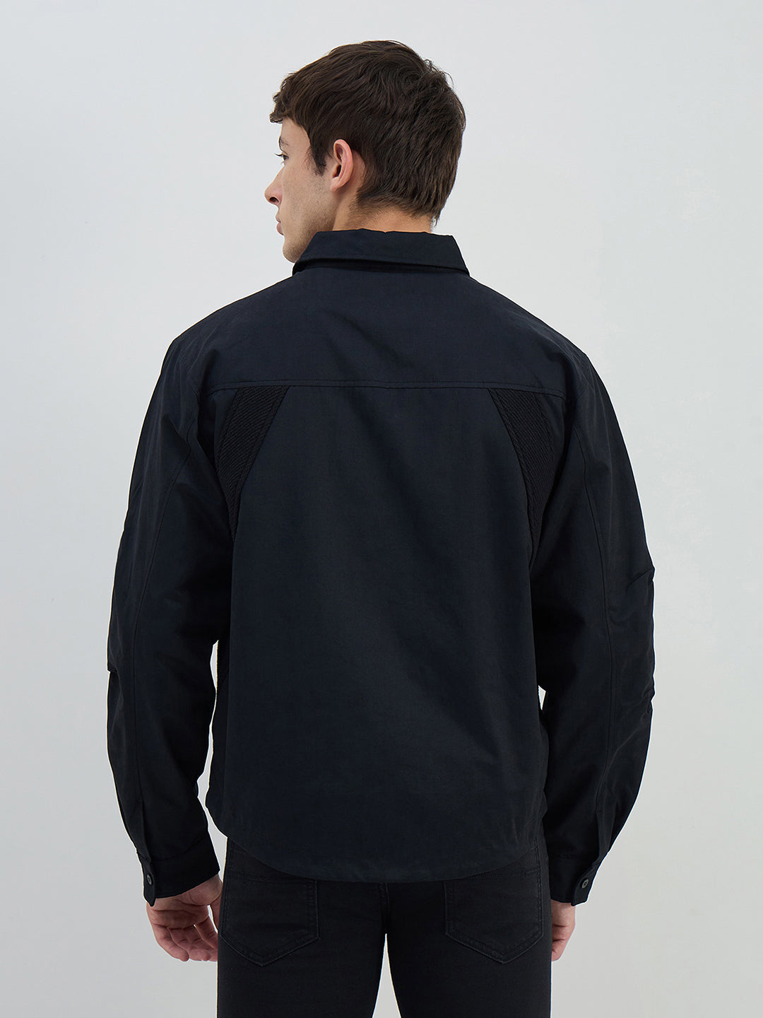 Iconic Men Regular Fit Black Solid Jacket