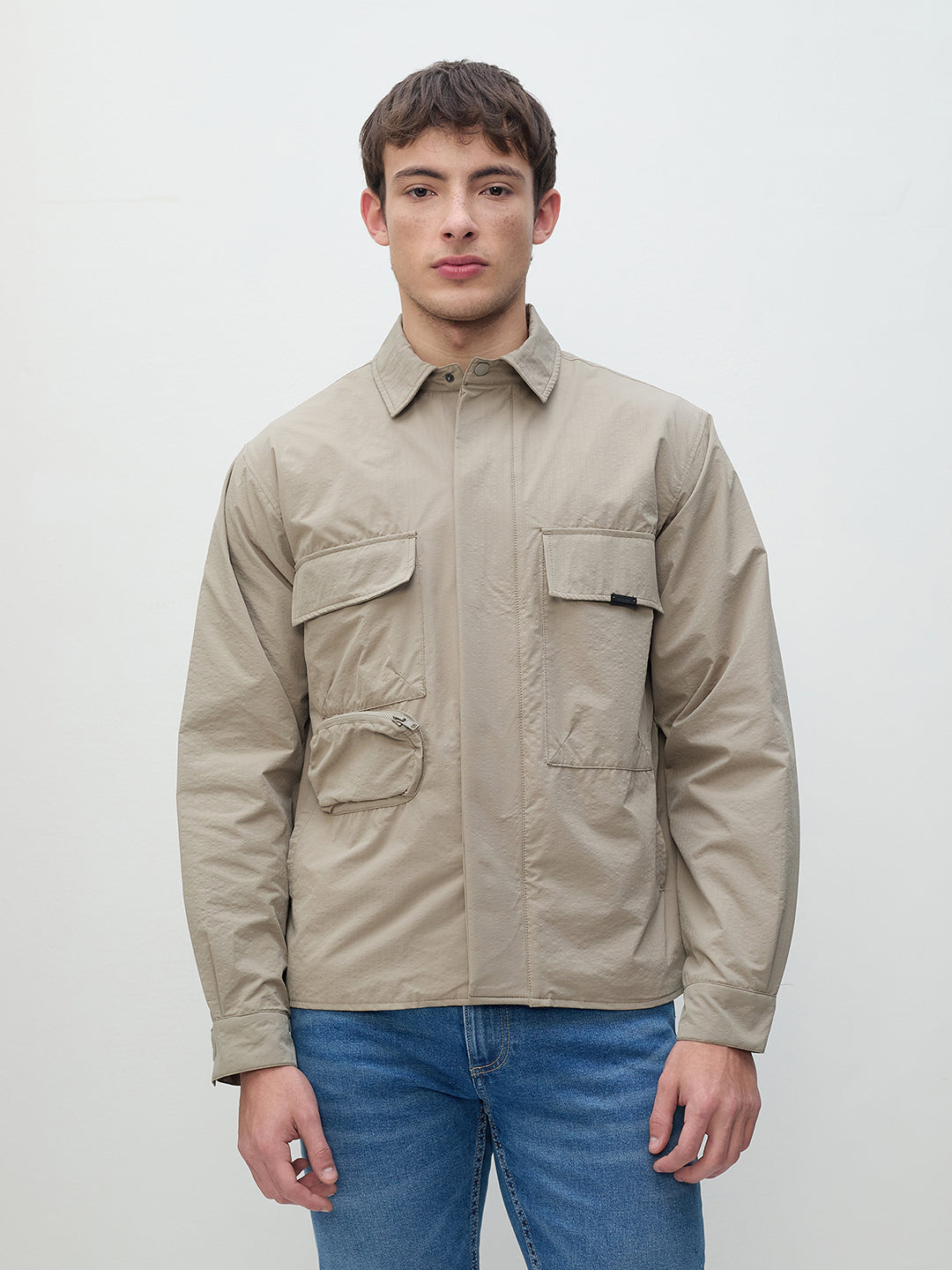 ICONIC Men Beige Regular Fit Jacket