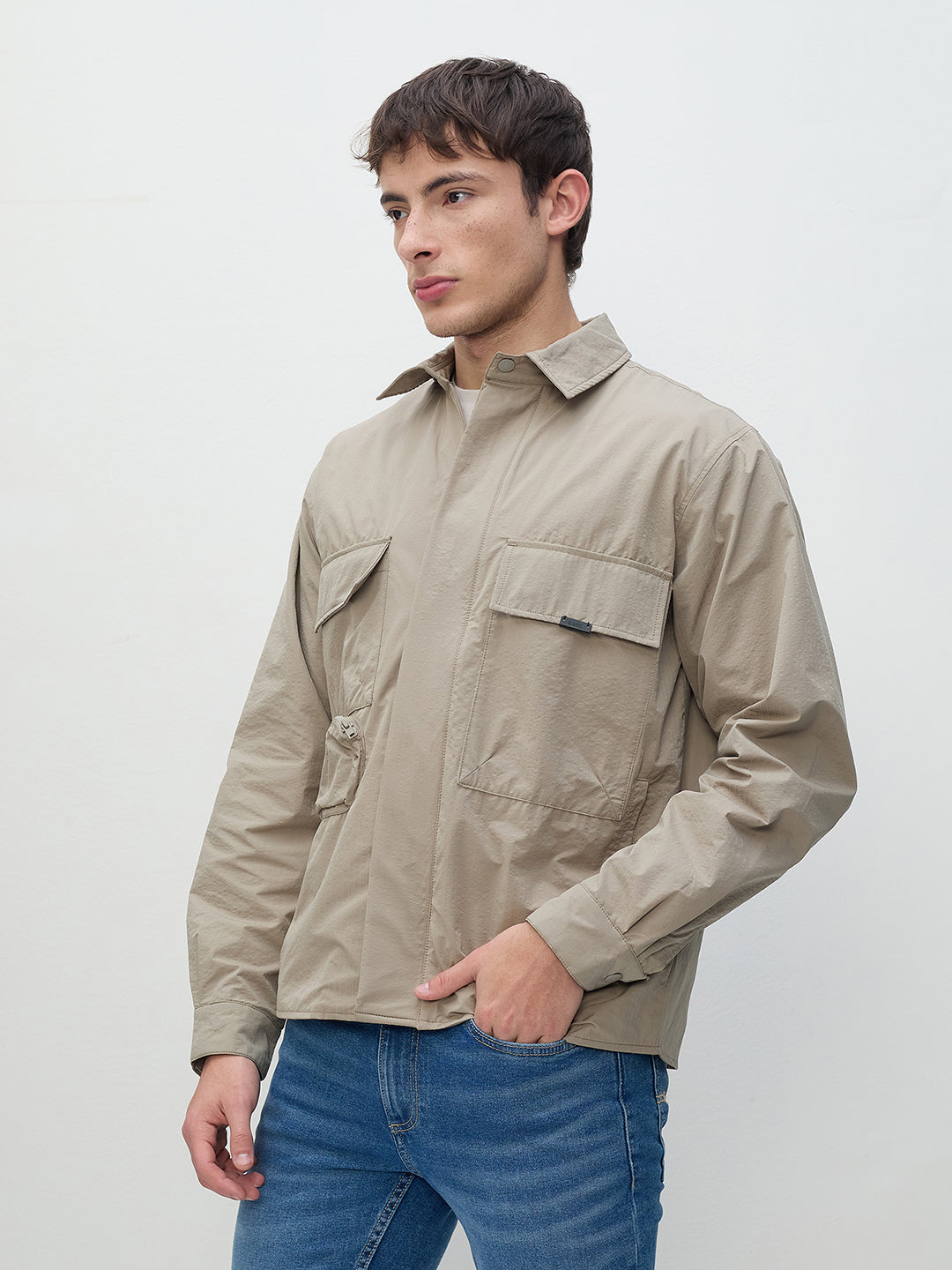 ICONIC Men Beige Regular Fit Jacket