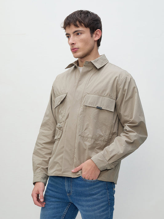 ICONIC Men Beige Regular Fit Jacket