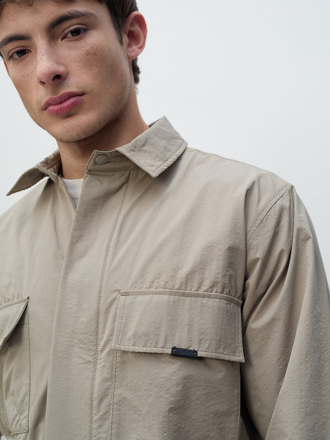 ICONIC Men Beige Regular Fit Jacket