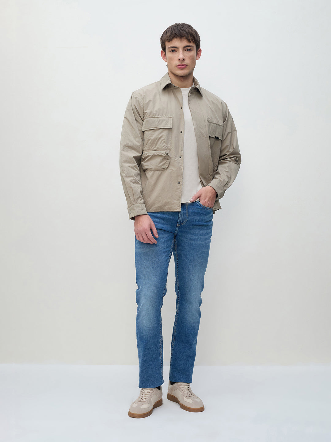 ICONIC Men Beige Regular Fit Jacket