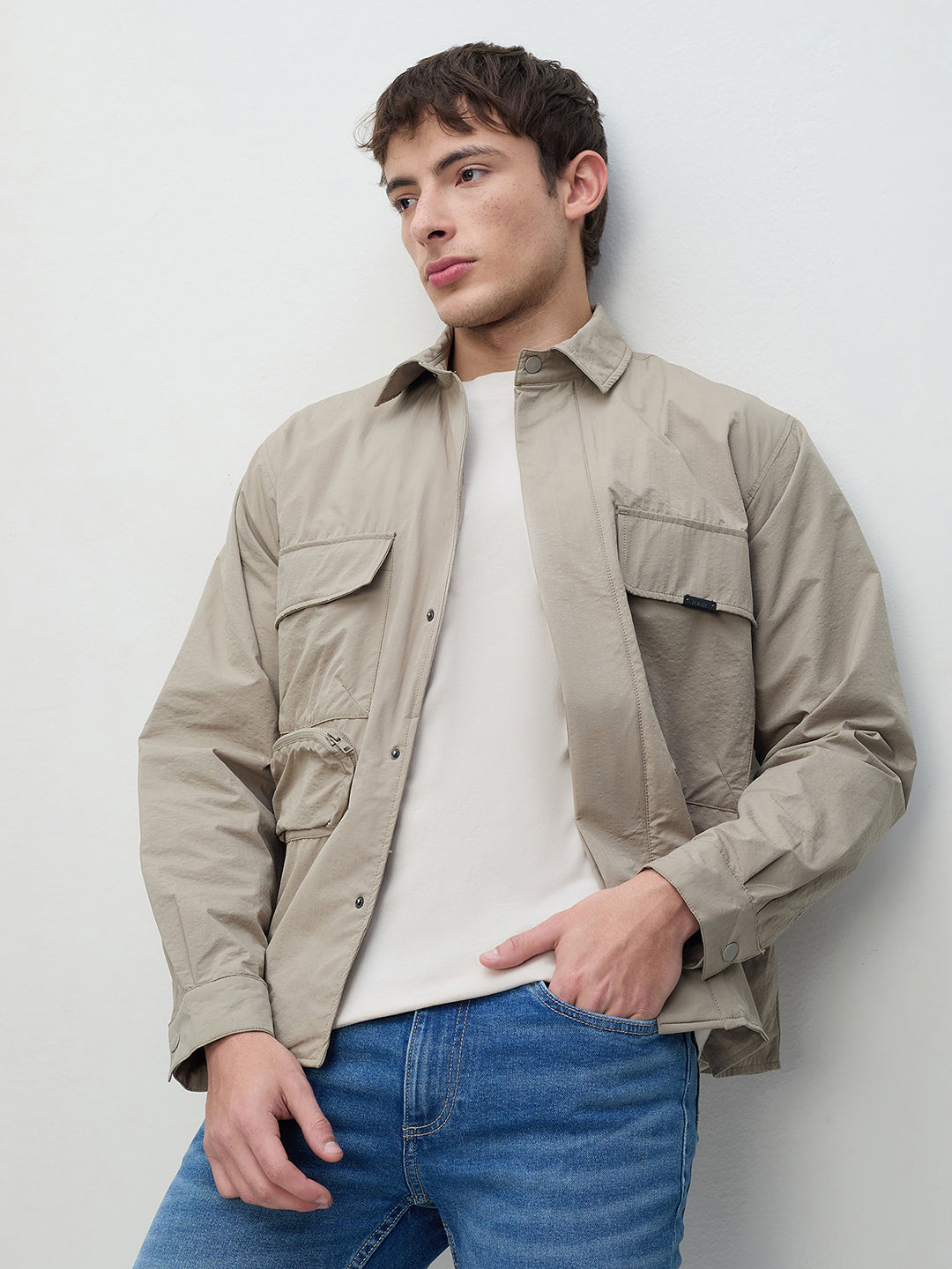 ICONIC Men Beige Regular Fit Jacket