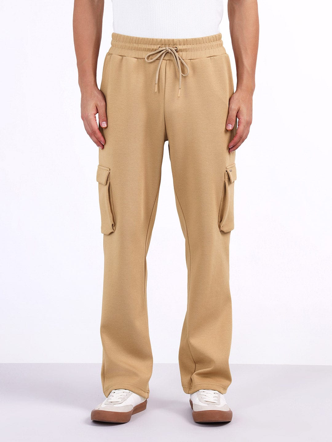 Iconic Men Beige Relaxed Fit Coloublocked Sweatpant
