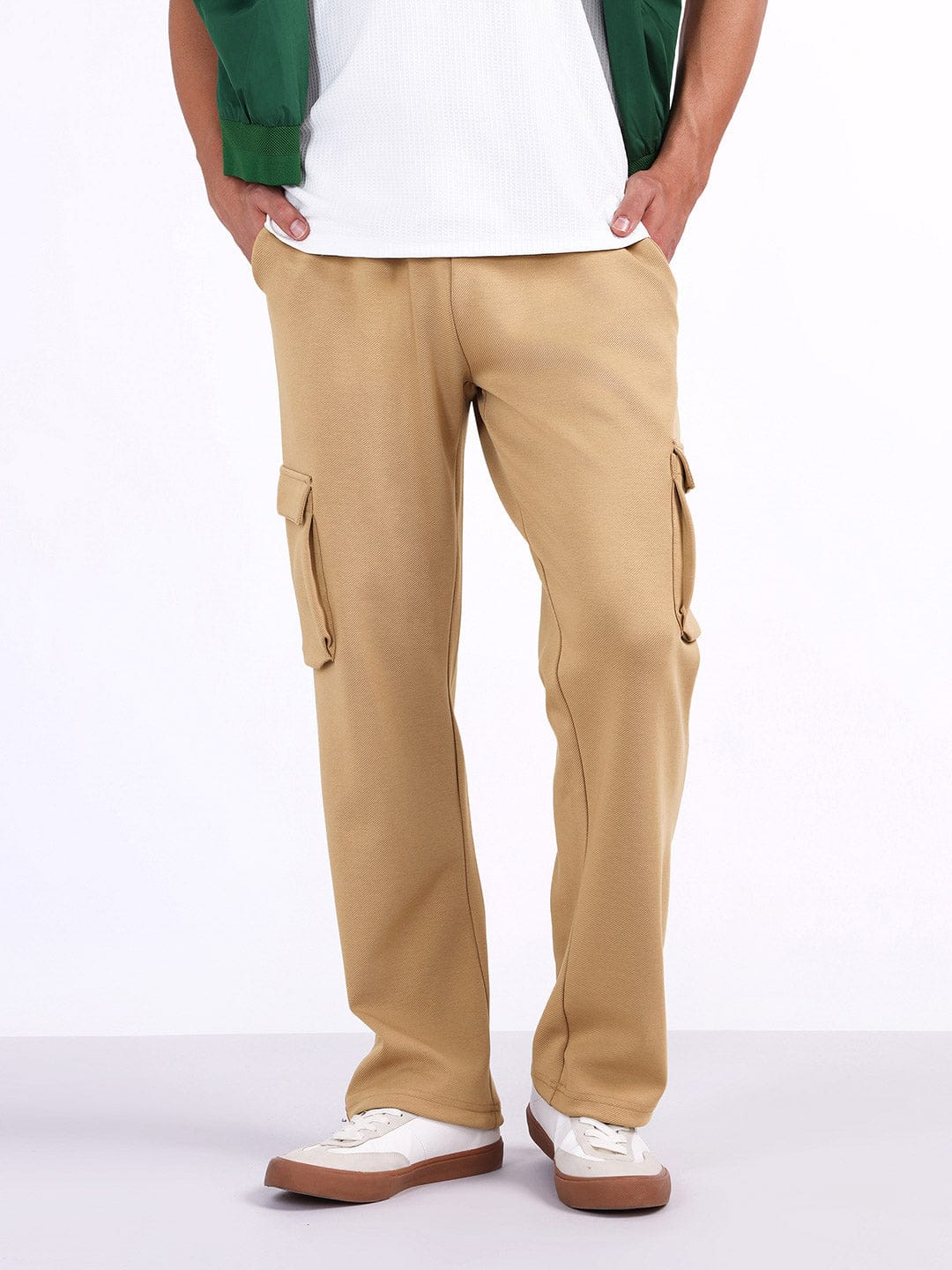Iconic Men Beige Relaxed Fit Coloublocked Sweatpant