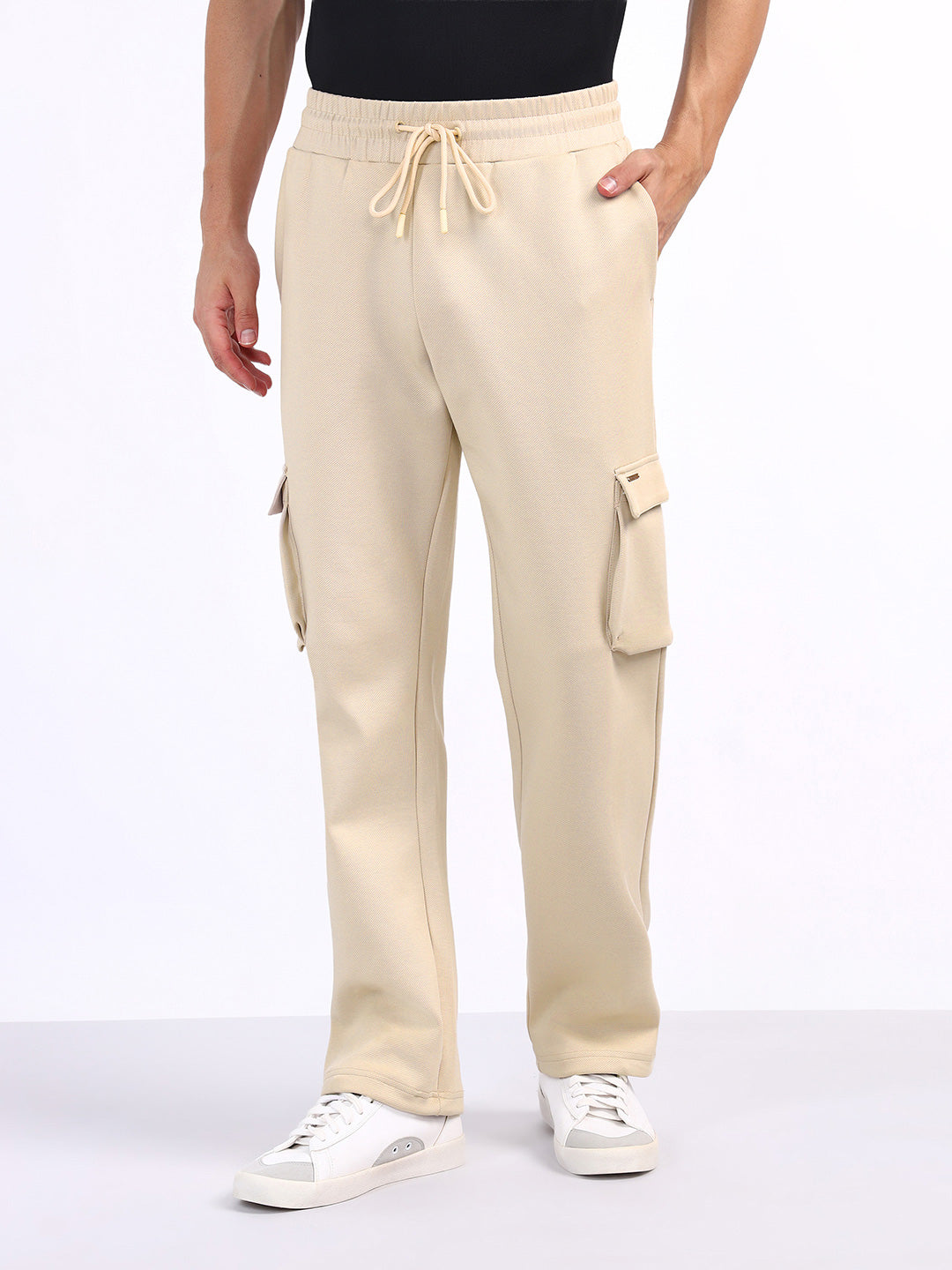 Iconic Men Beige Relaxed Fit Coloublocked Sweatpant