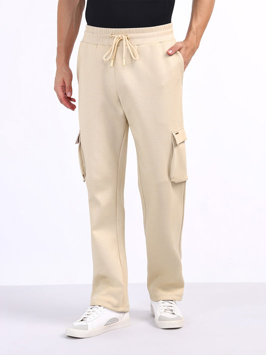 Iconic Men Beige Relaxed Fit Coloublocked Sweatpant