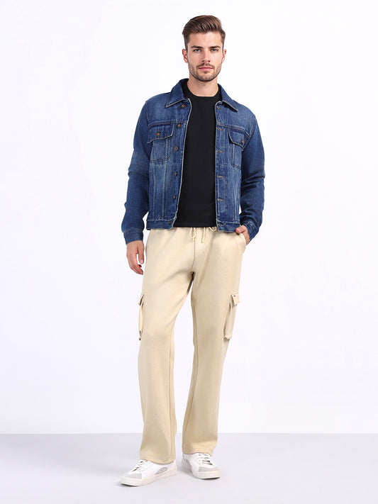 Iconic Men Beige Relaxed Fit Coloublocked Sweatpant