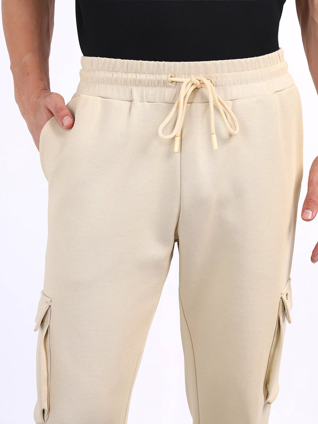 Iconic Men Beige Relaxed Fit Coloublocked Sweatpant