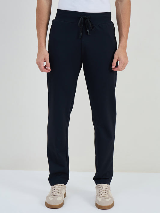 Iconic Men Navy Blue Solid Straight Fit Sweat Pant