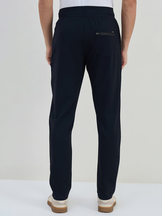 Iconic Men Navy Blue Solid Straight Fit Sweat Pant