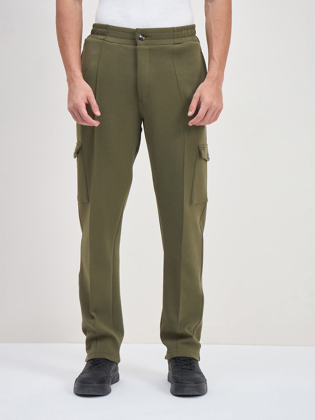 ICONIC Men Dark Green Straight Fit Sweat Pant