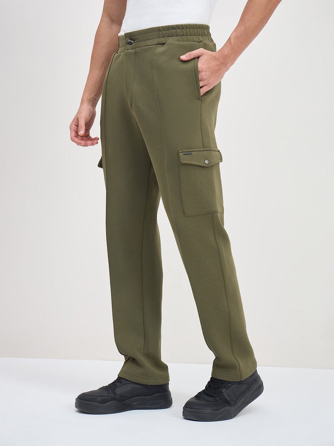 ICONIC Men Dark Green Straight Fit Sweat Pant