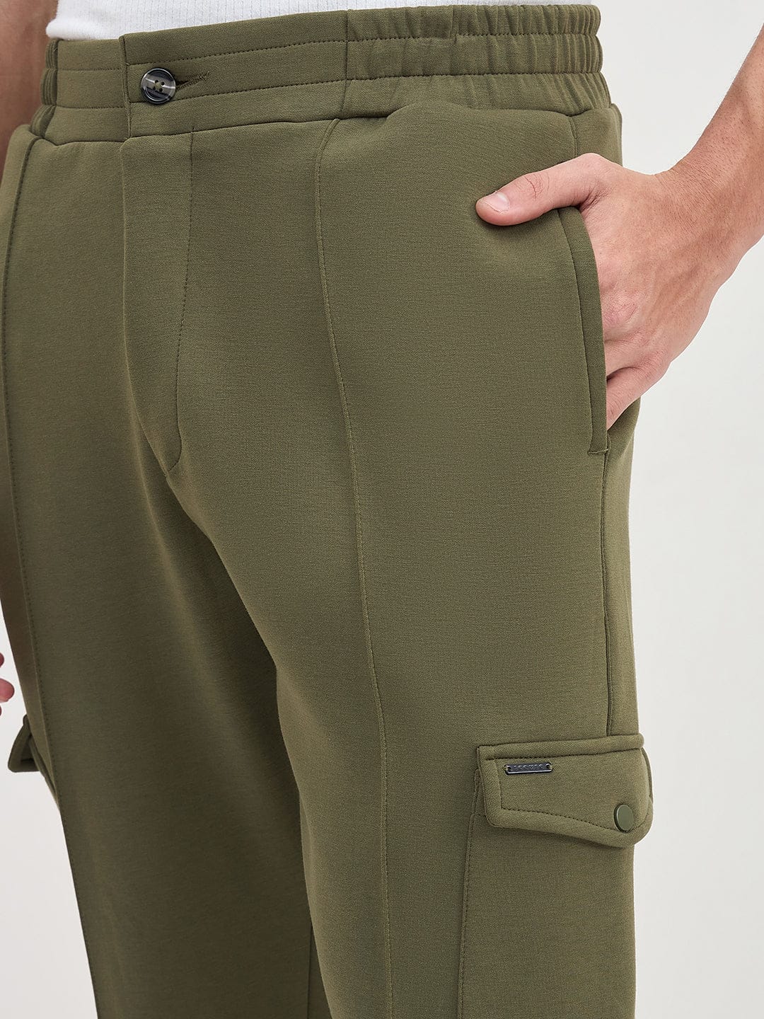 ICONIC Men Dark Green Straight Fit Sweat Pant