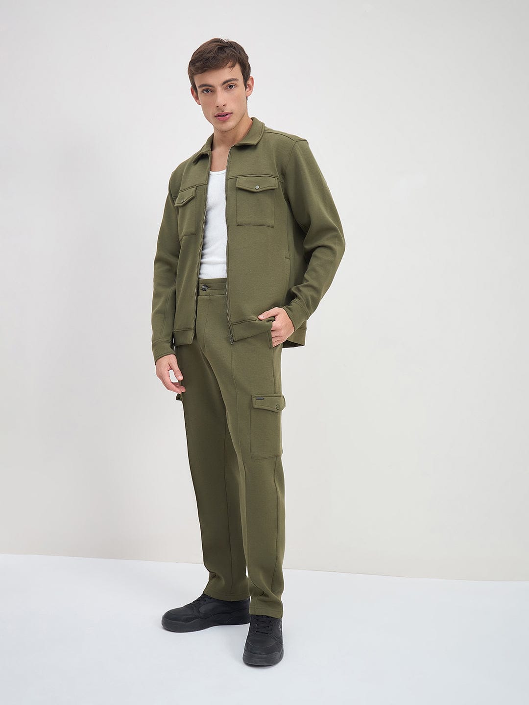 ICONIC Men Dark Green Straight Fit Sweat Pant