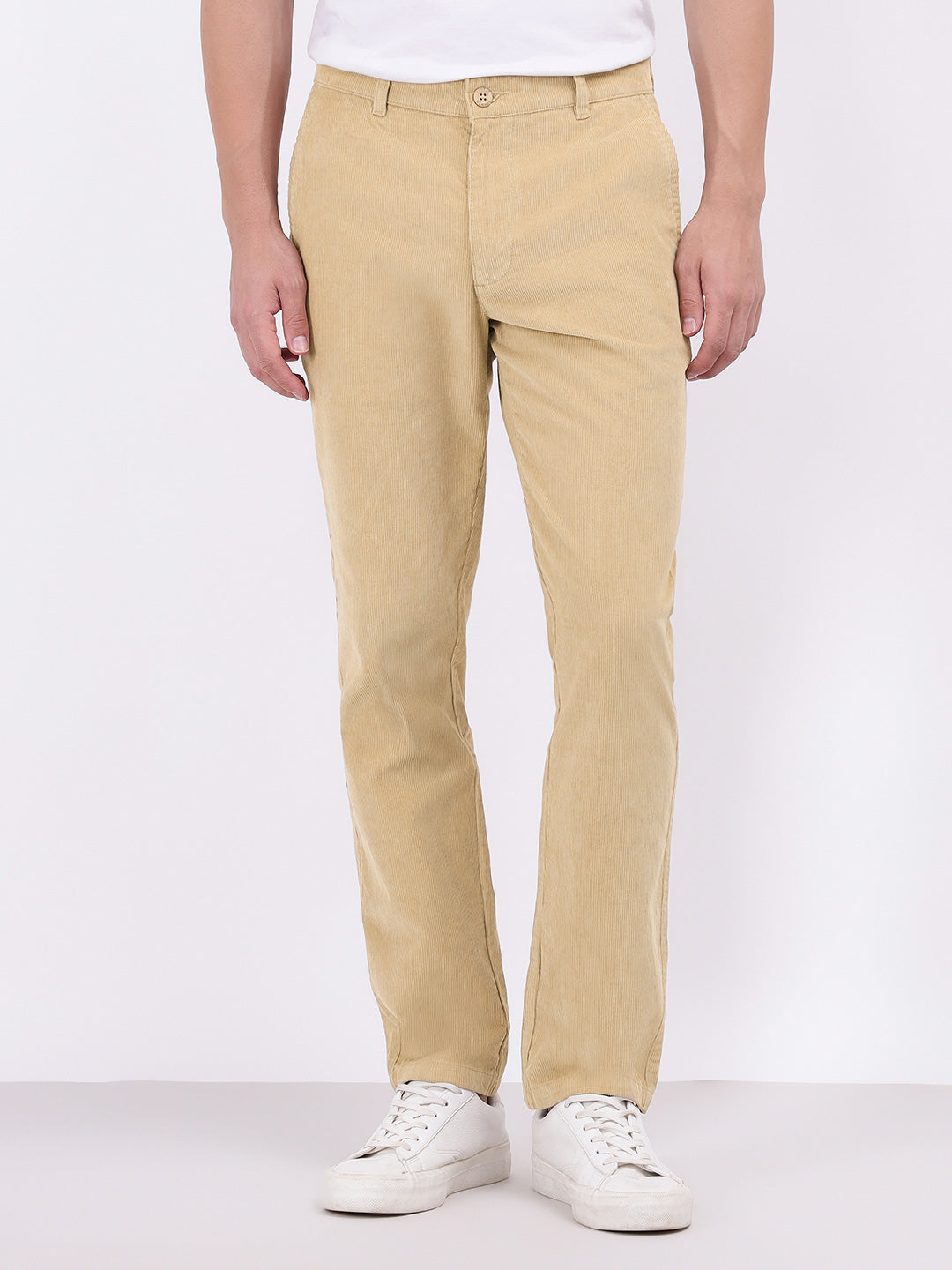 Iconic Men Beige Regular Fit Solid Trouser