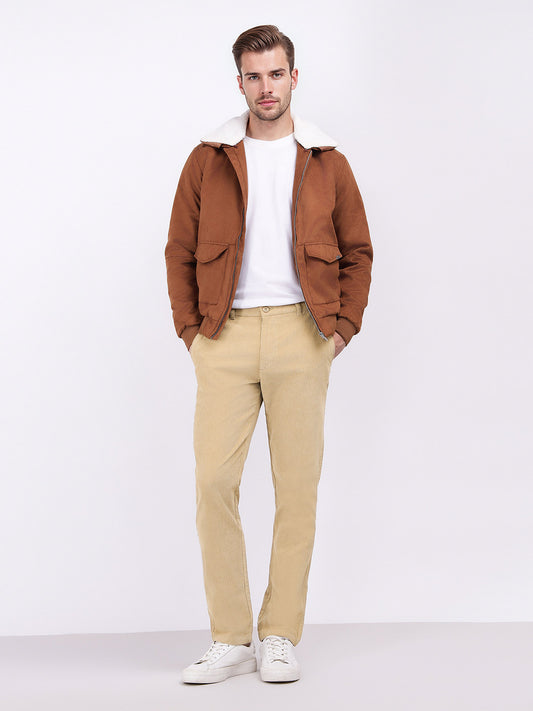 Iconic Men Beige Regular Fit Solid Trouser