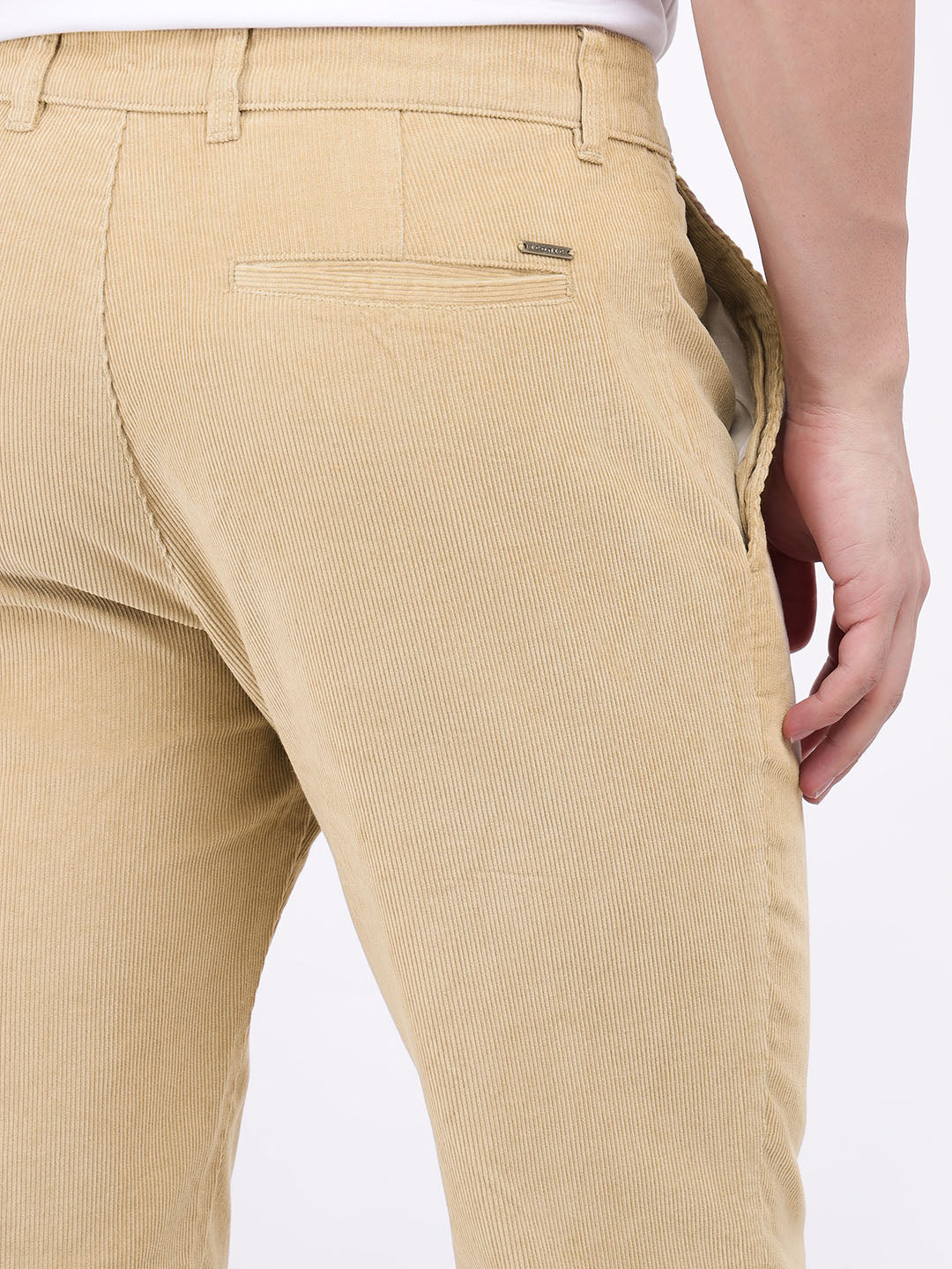 Iconic Men Beige Regular Fit Solid Trouser