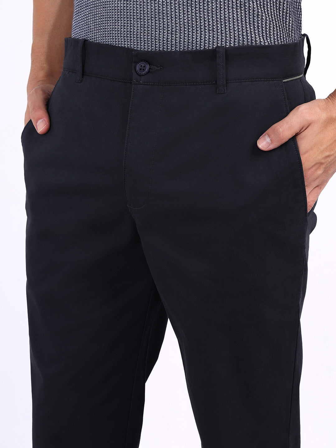 Iconic Men Blue Regular Fit Solid Trouser