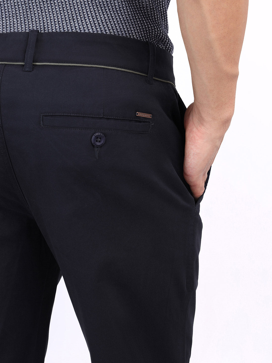 Iconic Men Blue Regular Fit Solid Trouser