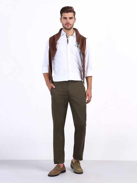 Iconic Men Green Regular Fit Solid Trouser