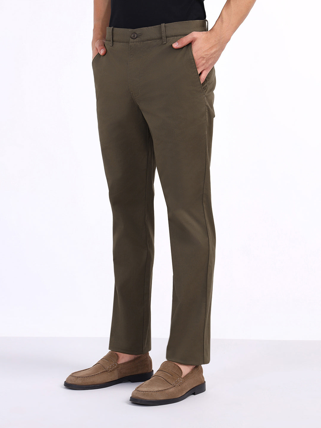 Iconic Men Green Regular Fit Solid Trouser