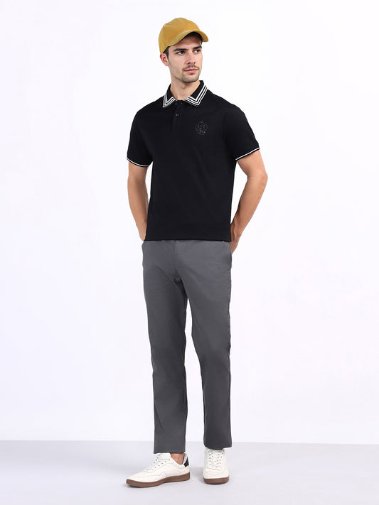 Iconic Men Grey Regular Fit Solid Trouser