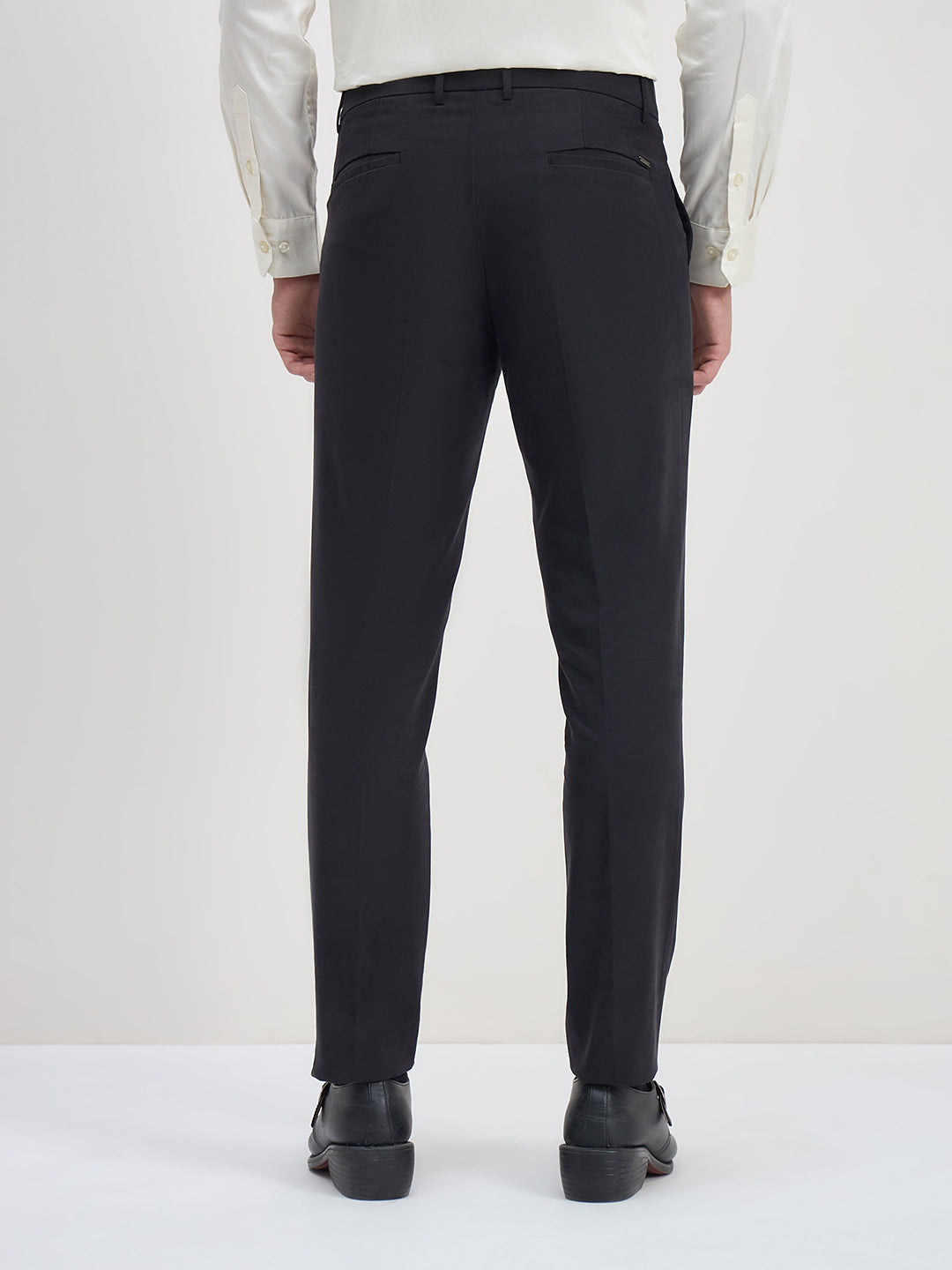 ICONIC Men Black Regular Fit Trouser
