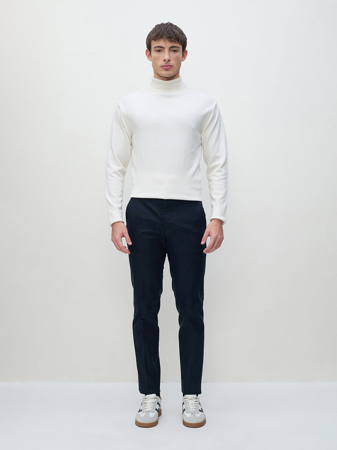 ICONIC Men Blue Regular Fit Flat Front Trouser