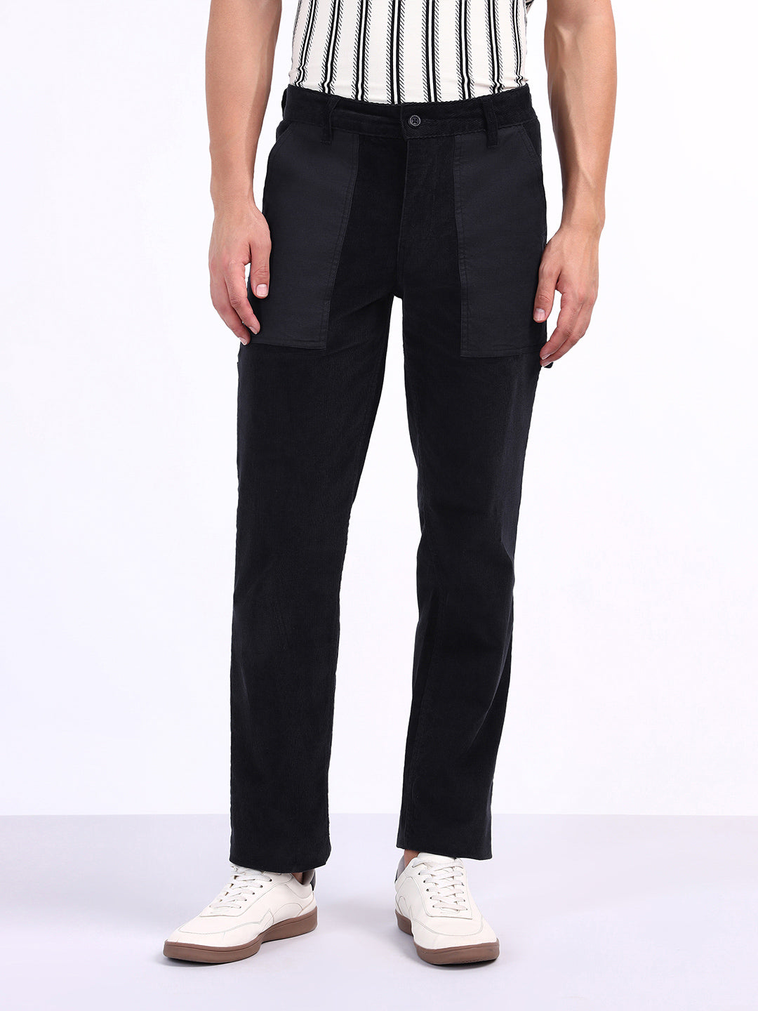 Iconic Men Blue Regular Fit Solid Trouser
