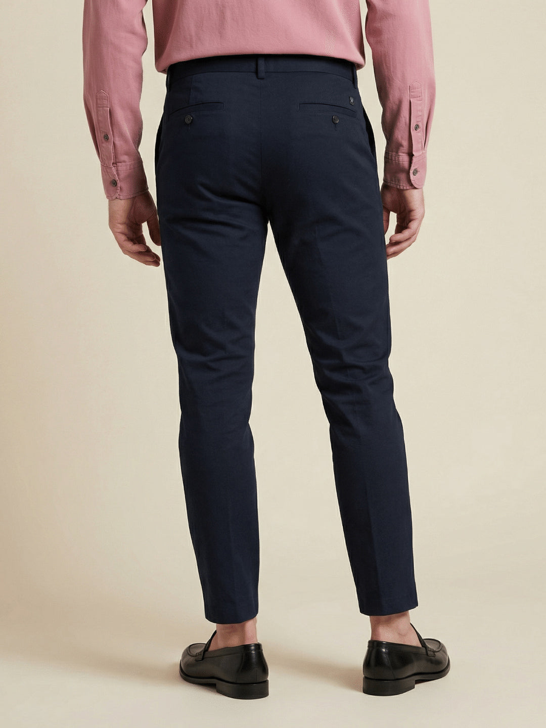 Iconic Men Navy Blue Solid Regular Fit Trouser