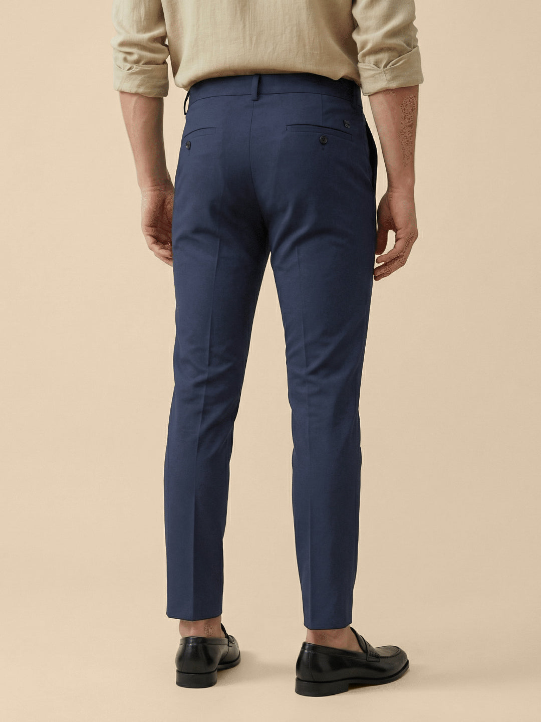 Iconic Men Blue Solid Regular Fit Trouser