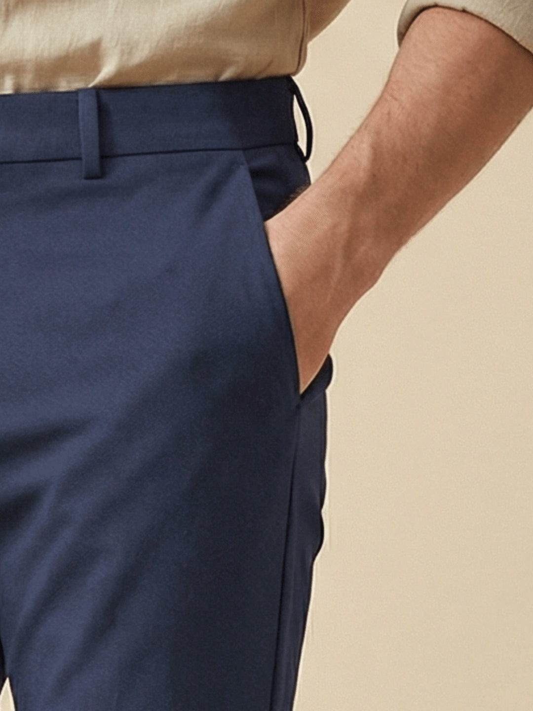 Iconic Men Blue Solid Regular Fit Trouser