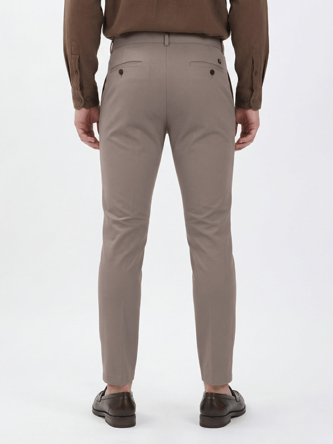 Iconic Men Beige Solid Regular Fit Trouser