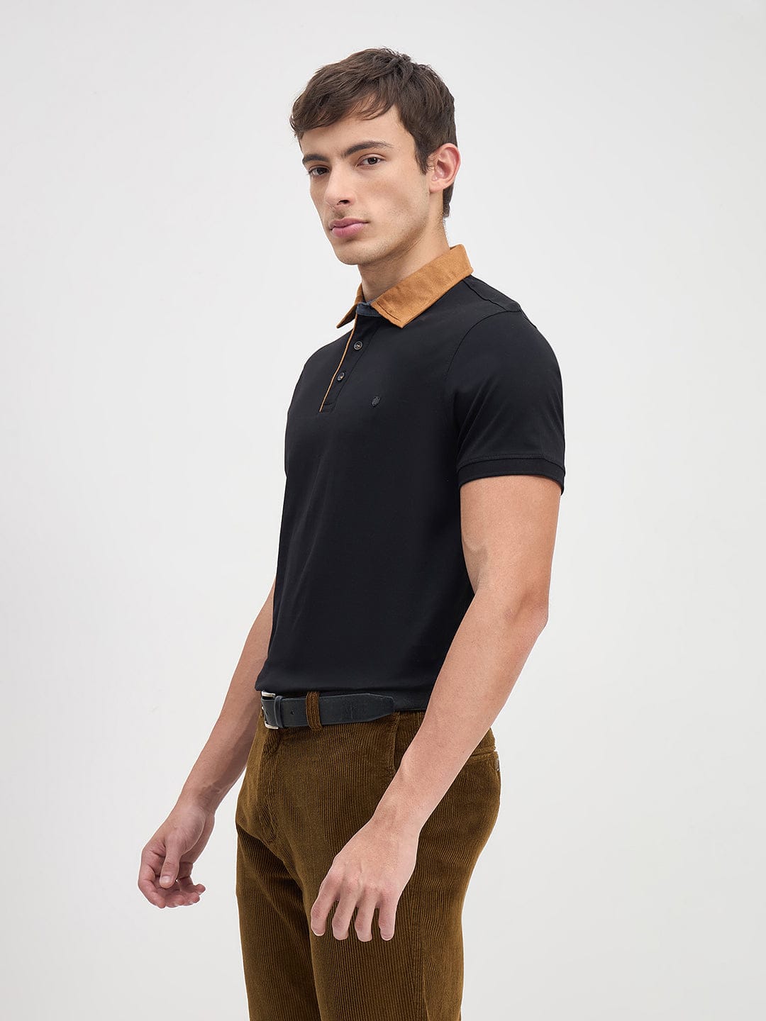 ICONIC Men Black Solid Polo Neck Regular Fit Polo T-Shirt