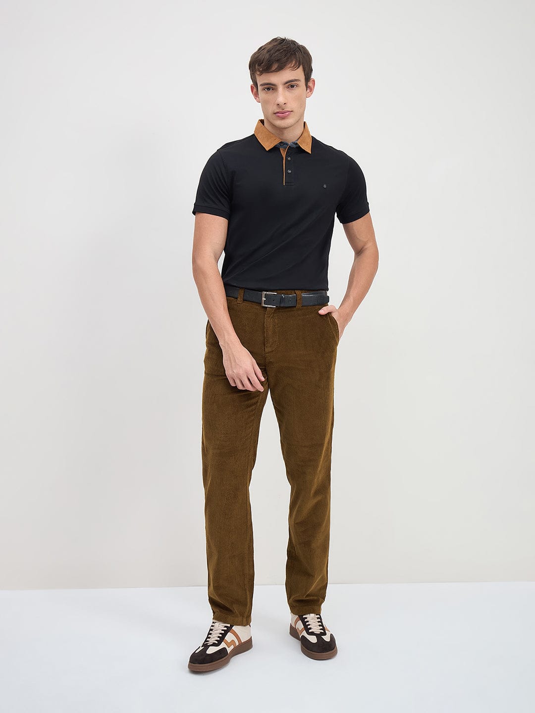 ICONIC Men Black Solid Polo Neck Regular Fit Polo T-Shirt