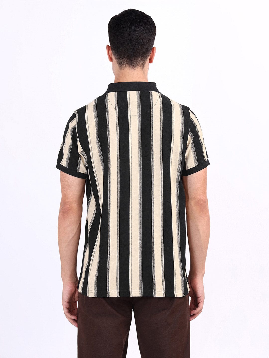 Iconic Men Beige Solid Polo Tshirt